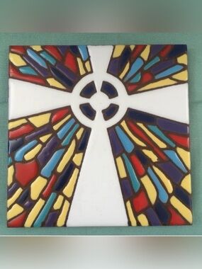 NWT New Vintage Earthtones Cross Single Tile Decor Southwest Bohemian Farmhouse